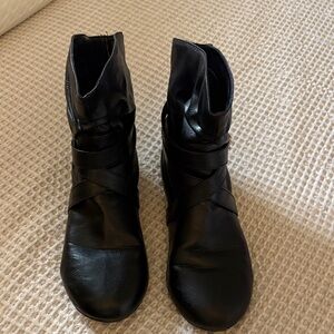 Rampage Black Wrap-Strap Ankle Boots